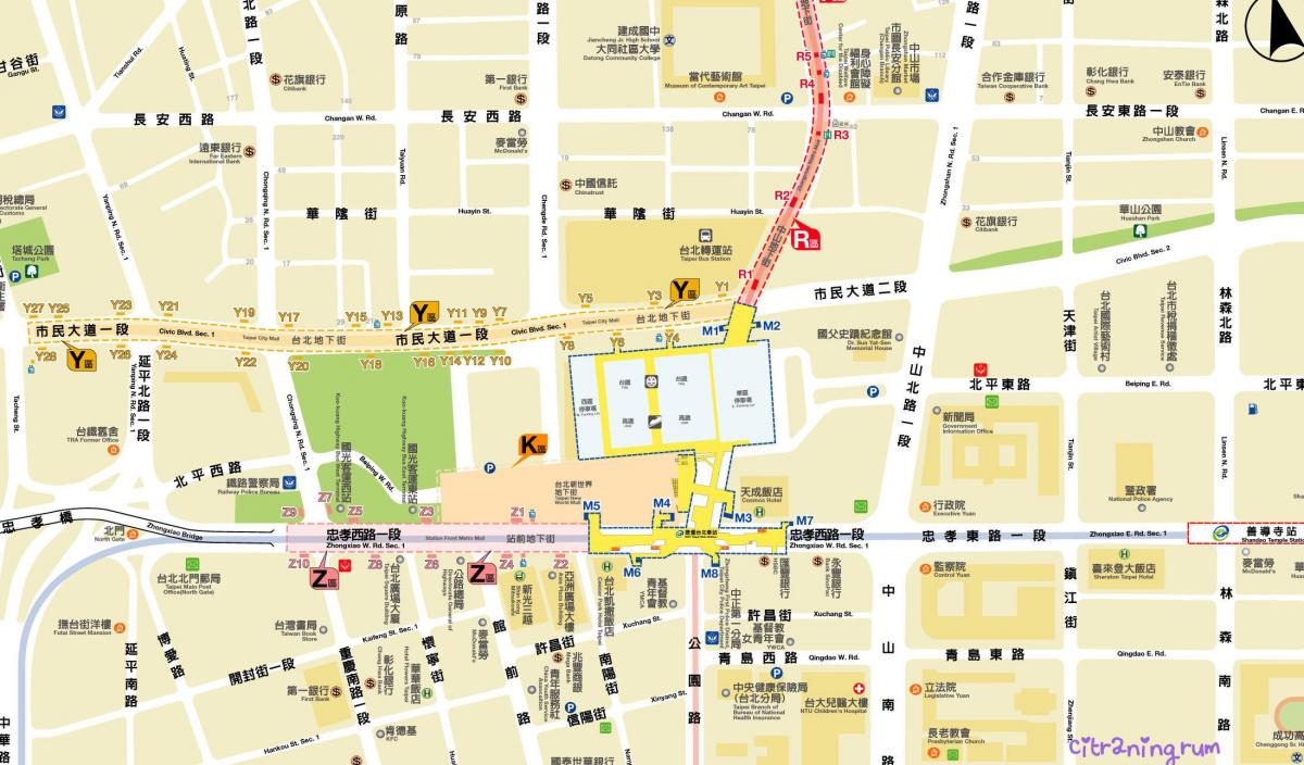 peta Taipei bawah tanah mall