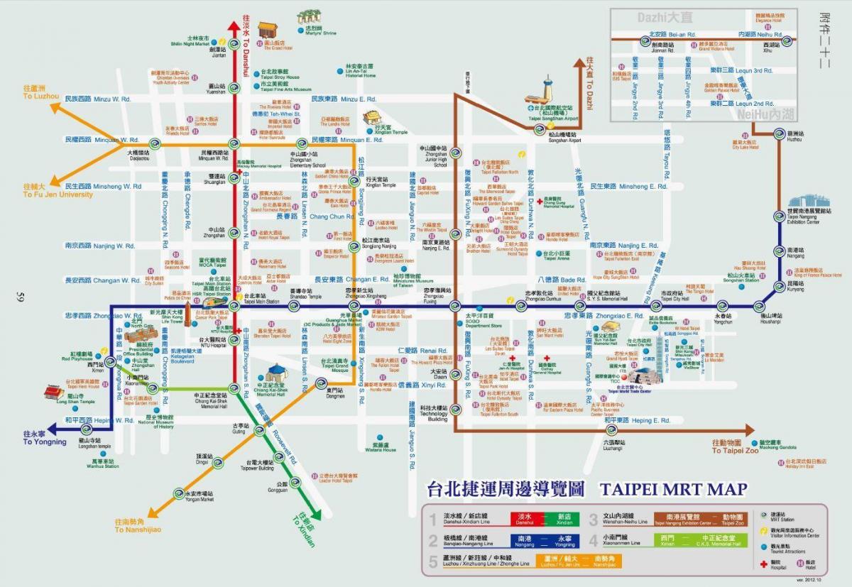Taipei metro peta dengan tarikan